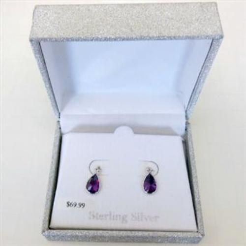 BRAND NEW Sterling Silver Purple Tear Drop Earrings