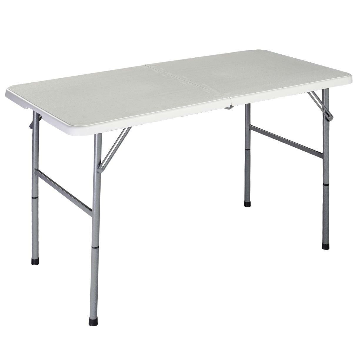 White HDPE Plastic Heavy Duty Indoor Outdoor Folding Table with Steel Frame          FREE SHIPPING