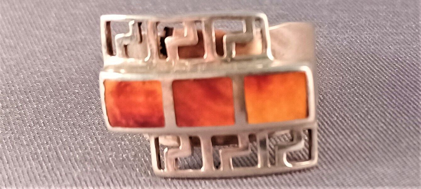 Women's Ring Adjustable 950 Silver Weight 8 Grams Natural Stone from Peru