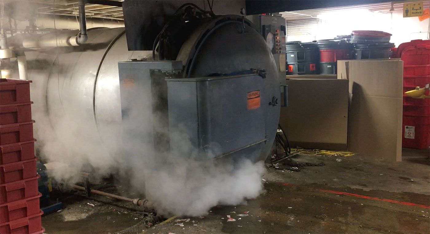 Autoclave generating heat and fumes