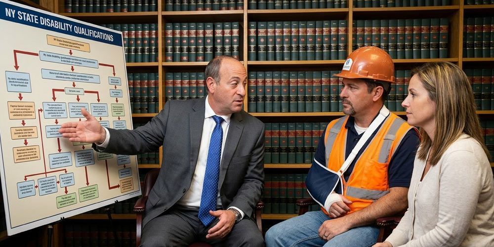 NY Disability Lawyer Scott Goldstein gives a presentation to an injured construction worker on Social Security Disability Lawyers NY by OGA Law Firm