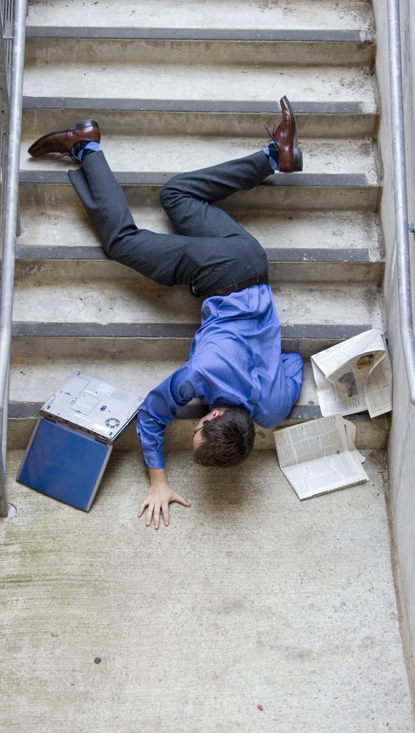 Common Workplace Injuries We Handle like this man who fell down the stairs at work
