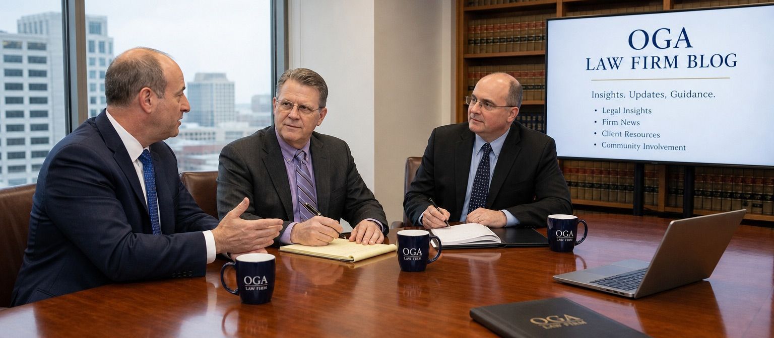 Lawyers Discussing the OGA Law Firm Blog in their conference room