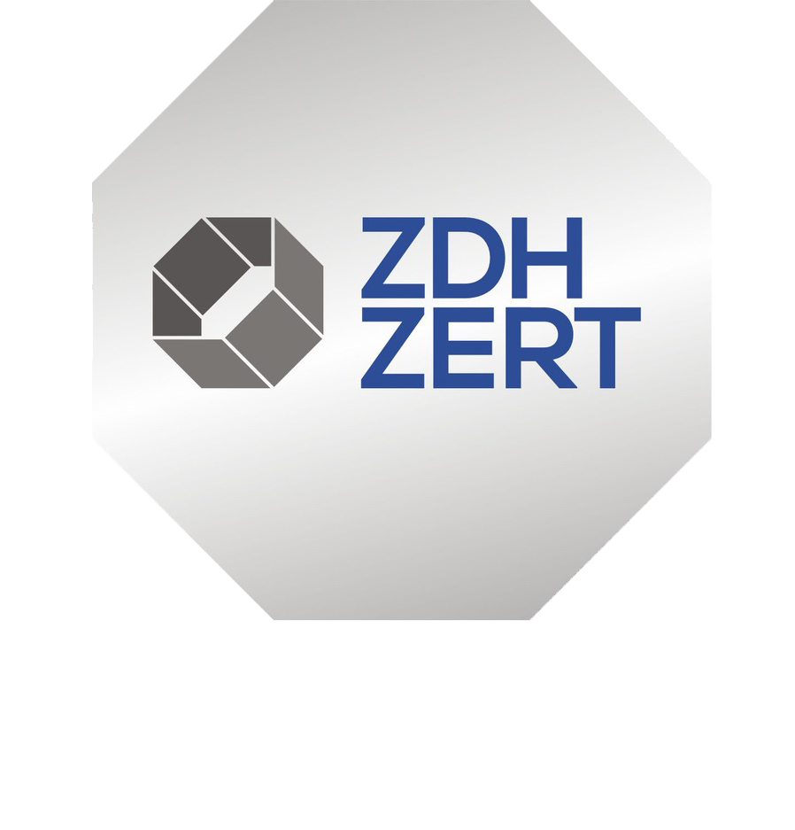 Ein Logo mit der Aufschrift „zdh zert“