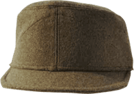 Berretto militare in lana verde oliva con tesa piccola.