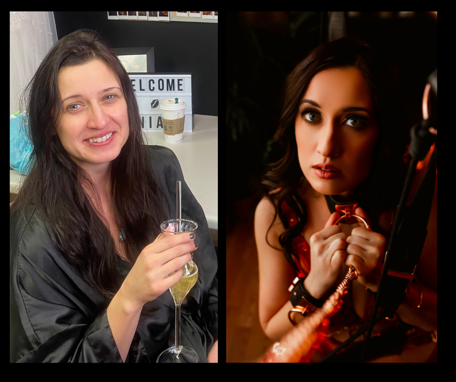 A woman holding a glass of wine next to a sign that says welcome