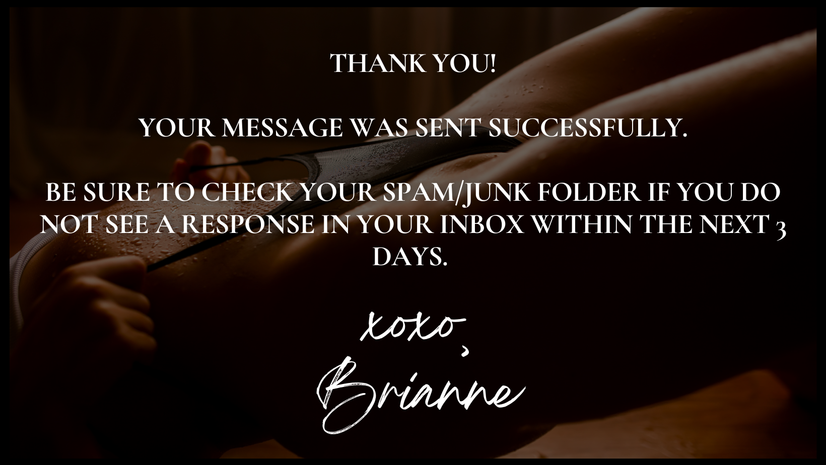 A thank you card with a picture of a woman laying down