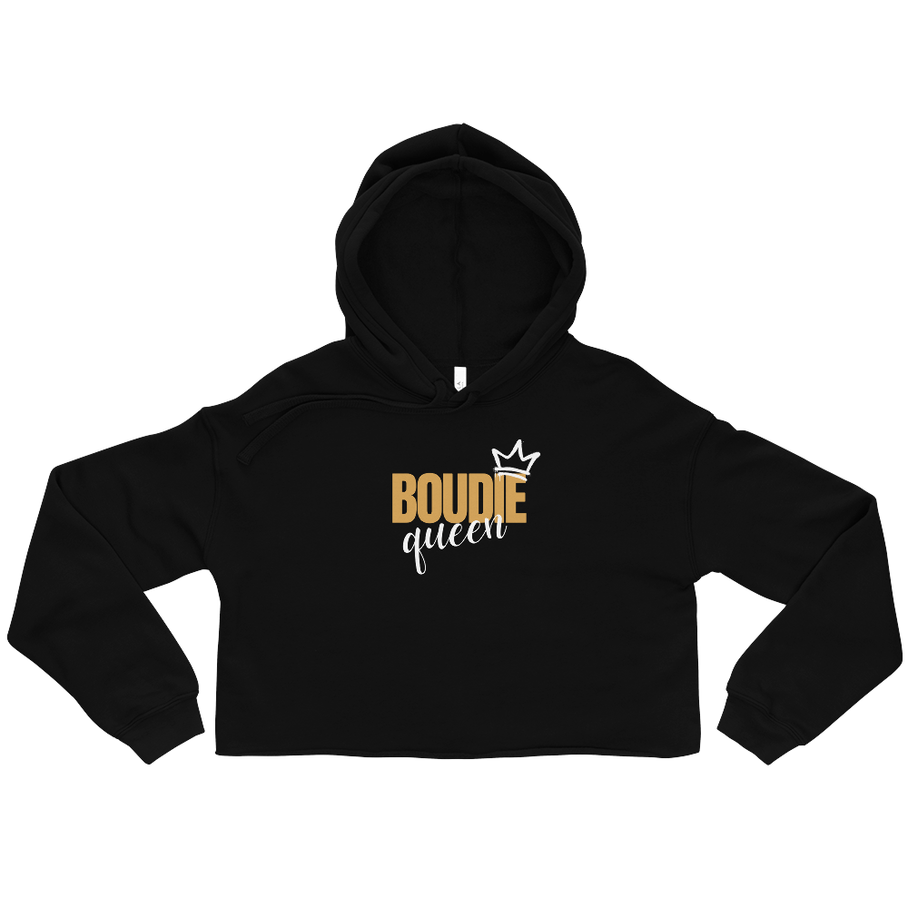 A black hoodie with the words boudie queen on it