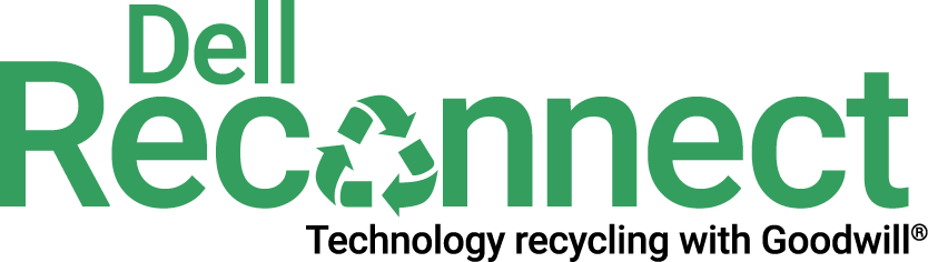 The logo for dell reconnect technology recycling with goodwill