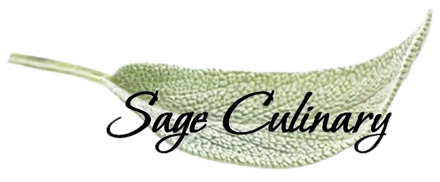Sage Culinary logo with a green sage leaf and black script text