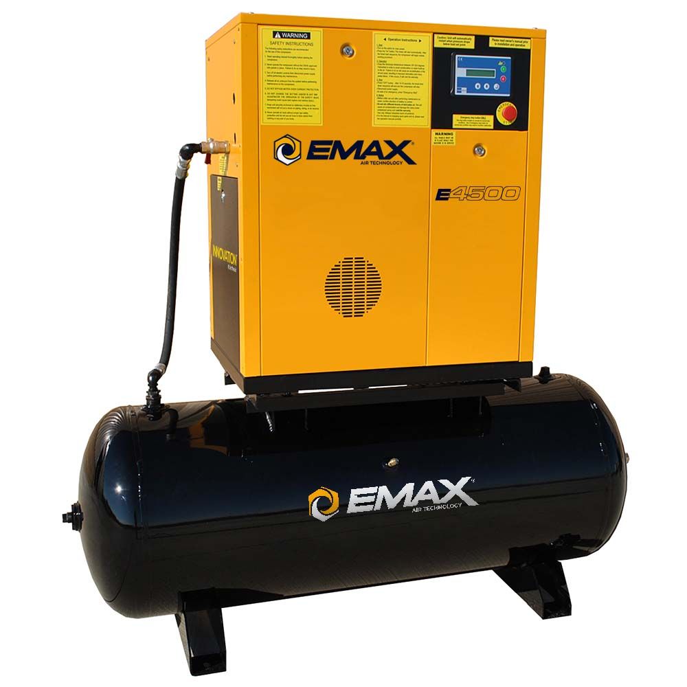 Yellow and black EMAX air compressor.