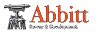 Abbitt Survey & Development logo with orange text and a black surveying instrument