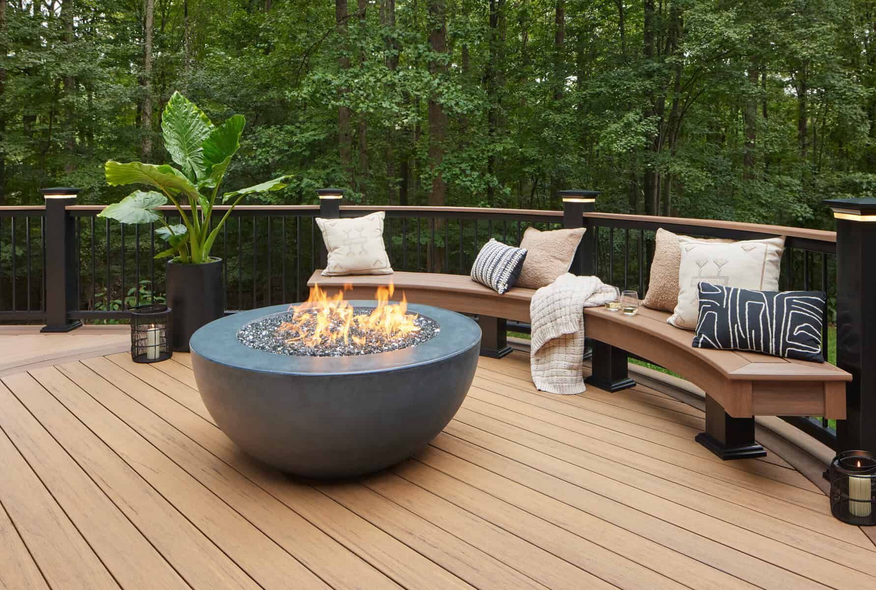 Photo of beautiful composite deck with fire pit