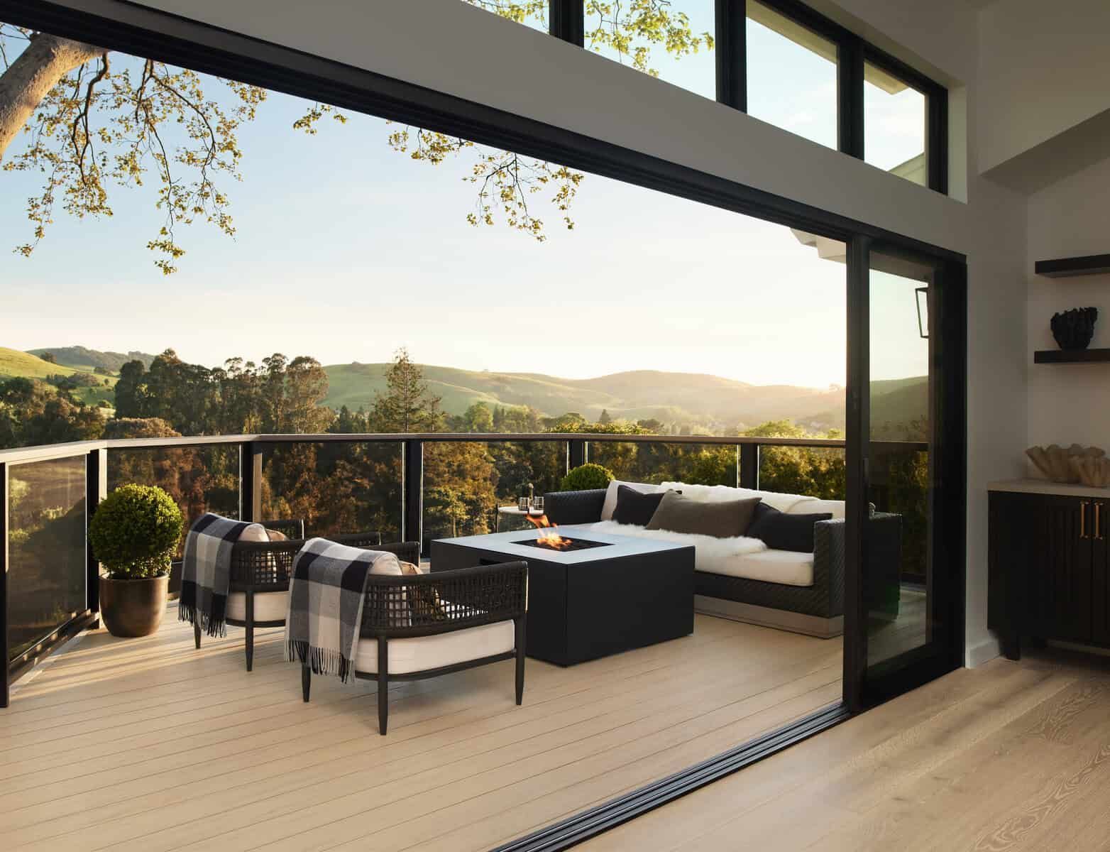 Photo of Timber Tech decking installed at a luxury home with a beautiful view