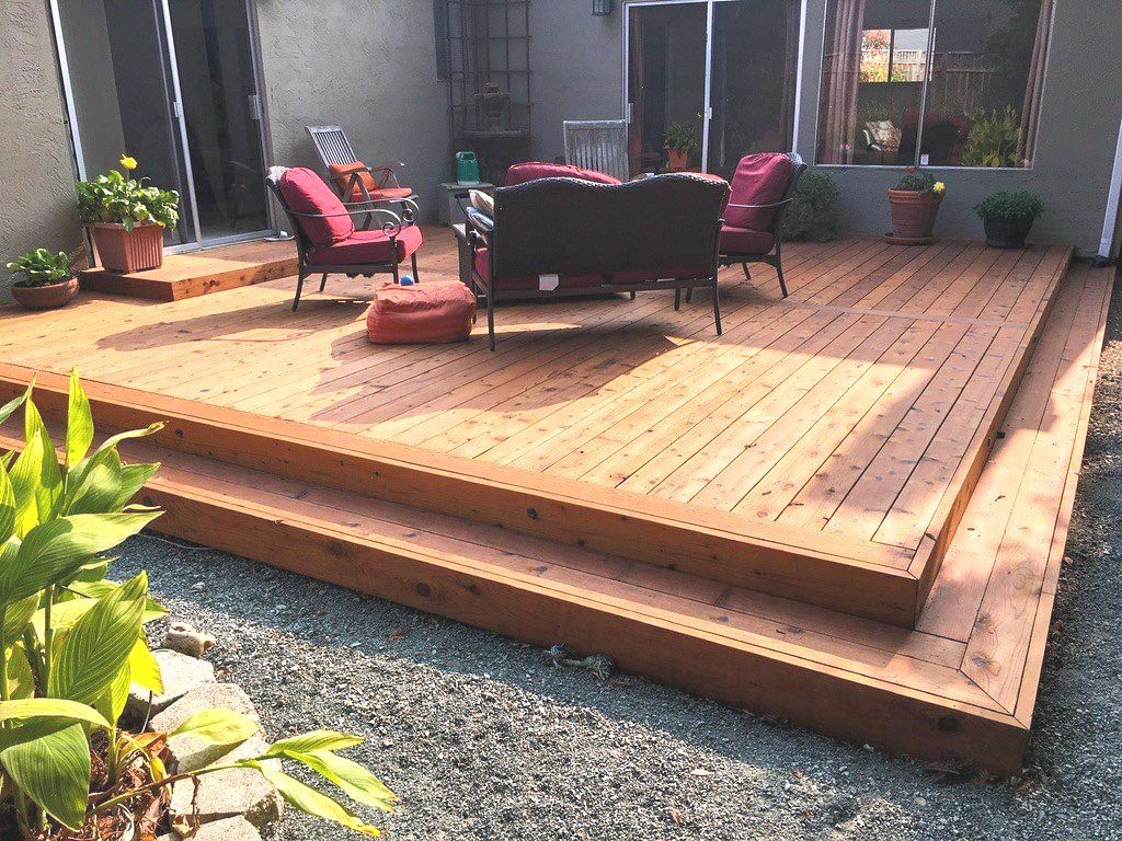 Redwood and composite decking