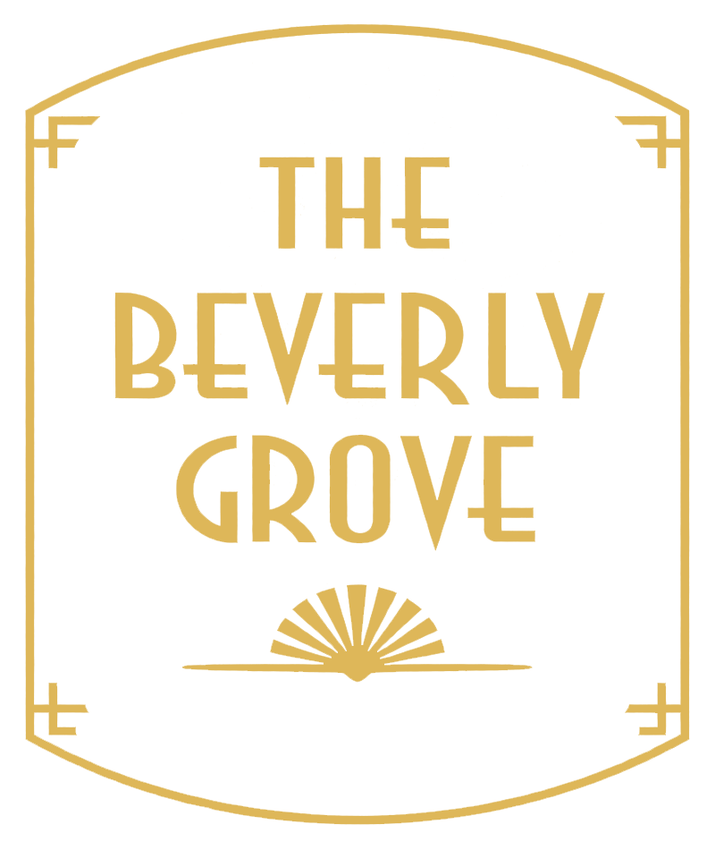 Gold and white art deco style logo: 