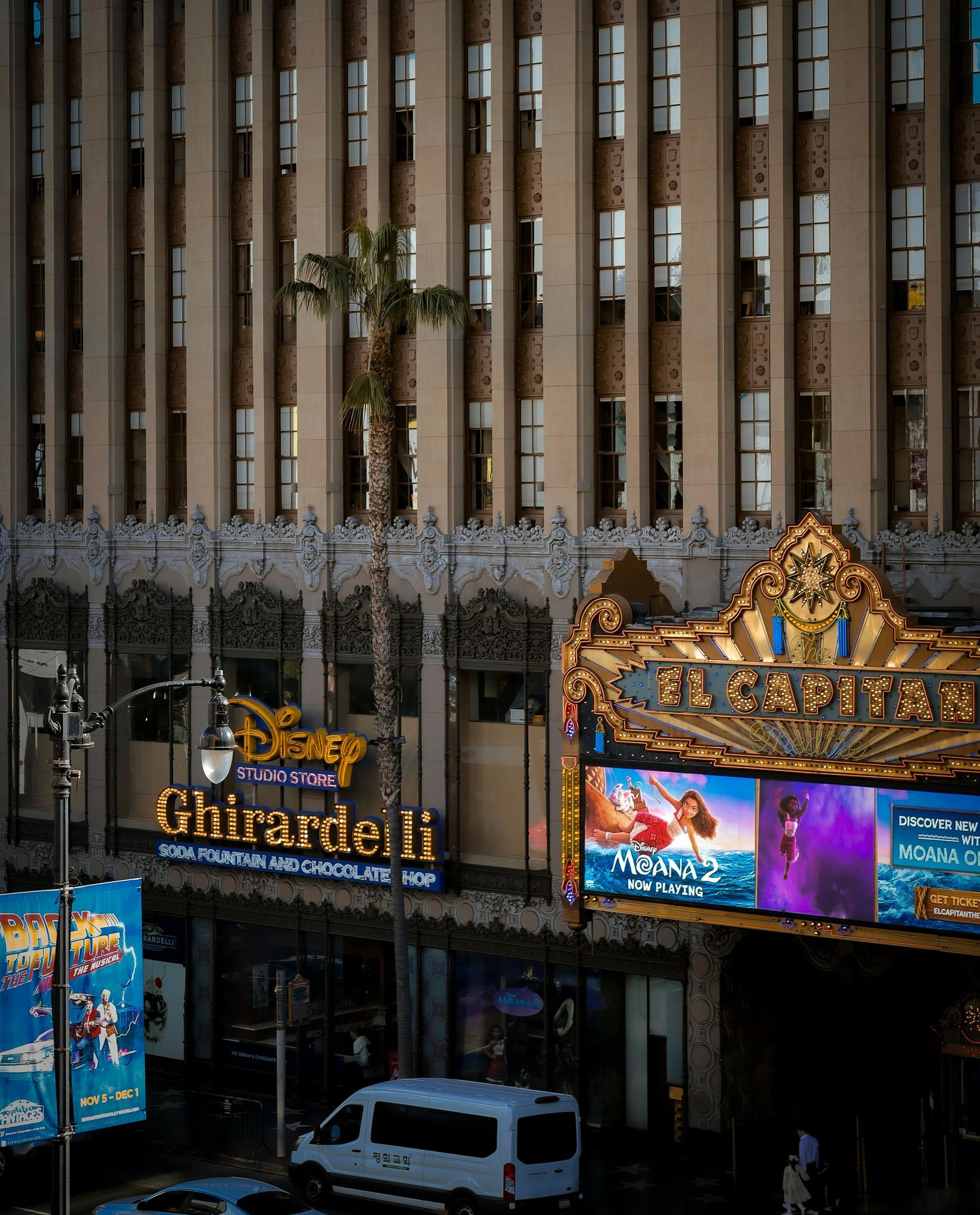 The El Capitan Theatre and Ghirardelli Soda Fountain and Chocolate Shop in Hollywood, California.