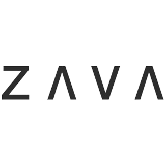 Logo per ZAVA, con il nome scritto in un moderno carattere sans-serif e una caratteristica 
