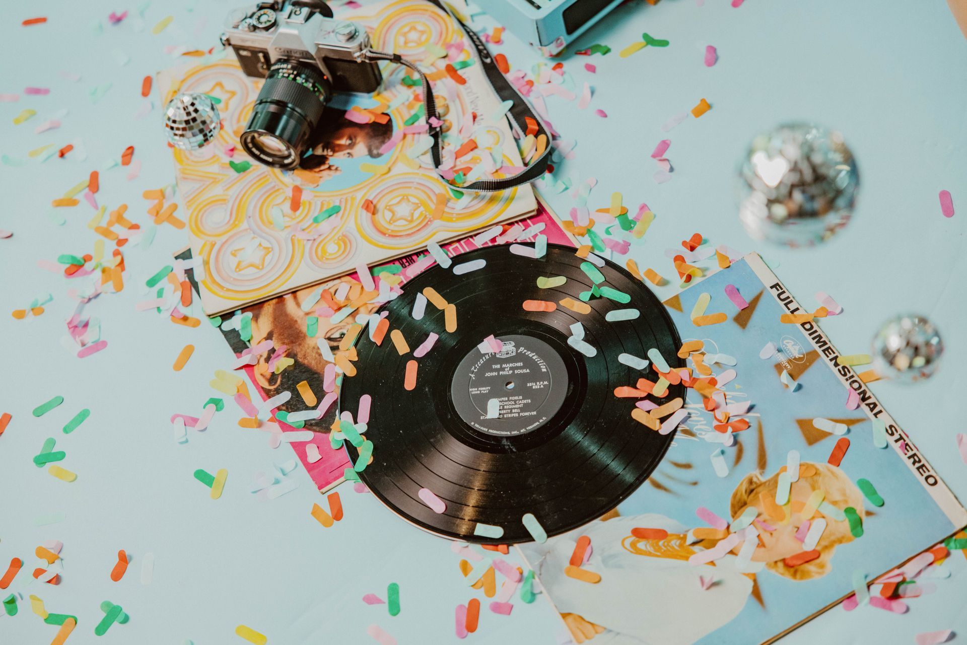 Record and confetti