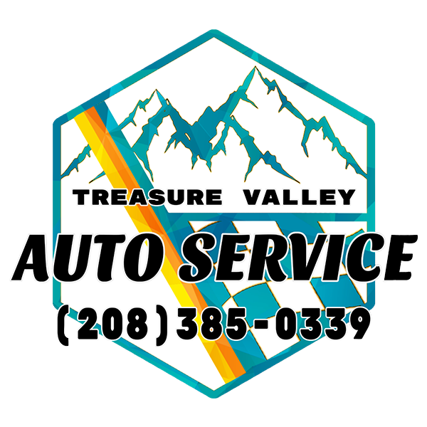 Treasure Valley Auto Service logo with mountains, wrench, and phone number (208) 385-0339