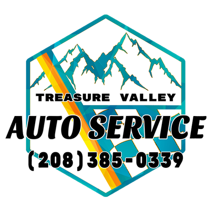 Treasure Valley Auto Service logo with mountains, wrench, and phone number (208) 385-0339