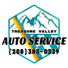Treasure Valley Auto Service logo with mountains, wrench, and phone number (208) 385-0339