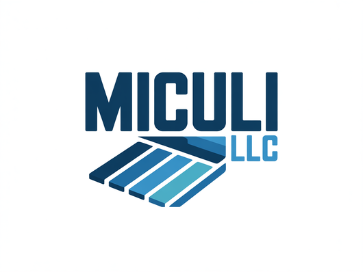 Logo for Vanguard Construction: Yellow house outline with tools, blue and yellow color scheme.