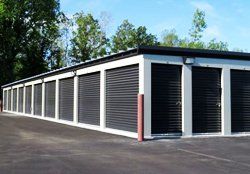 rows of storage units