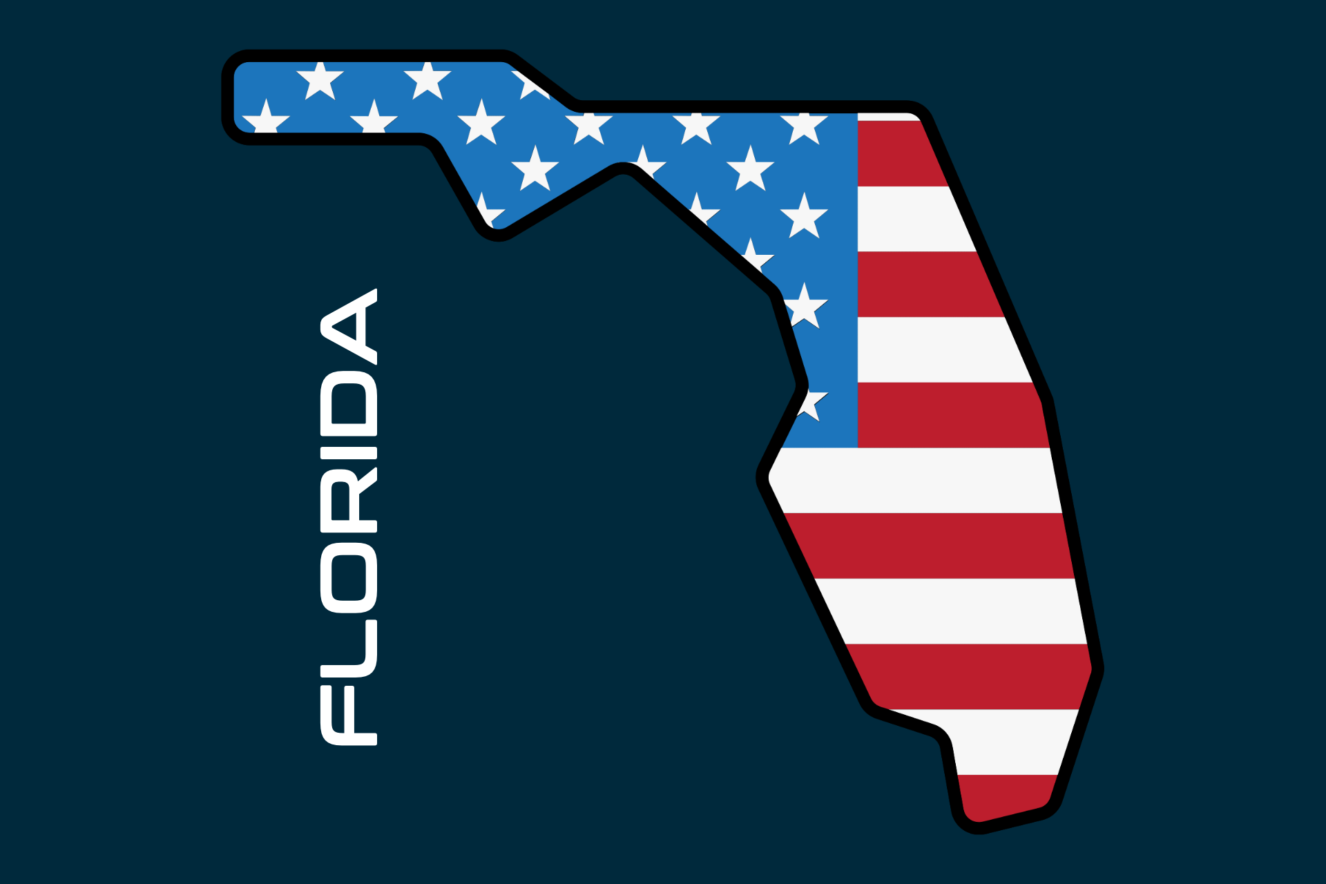 A map of florida with the american flag on it