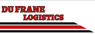 Du Frane Logistics logo in red and black, with red and black horizontal stripes.