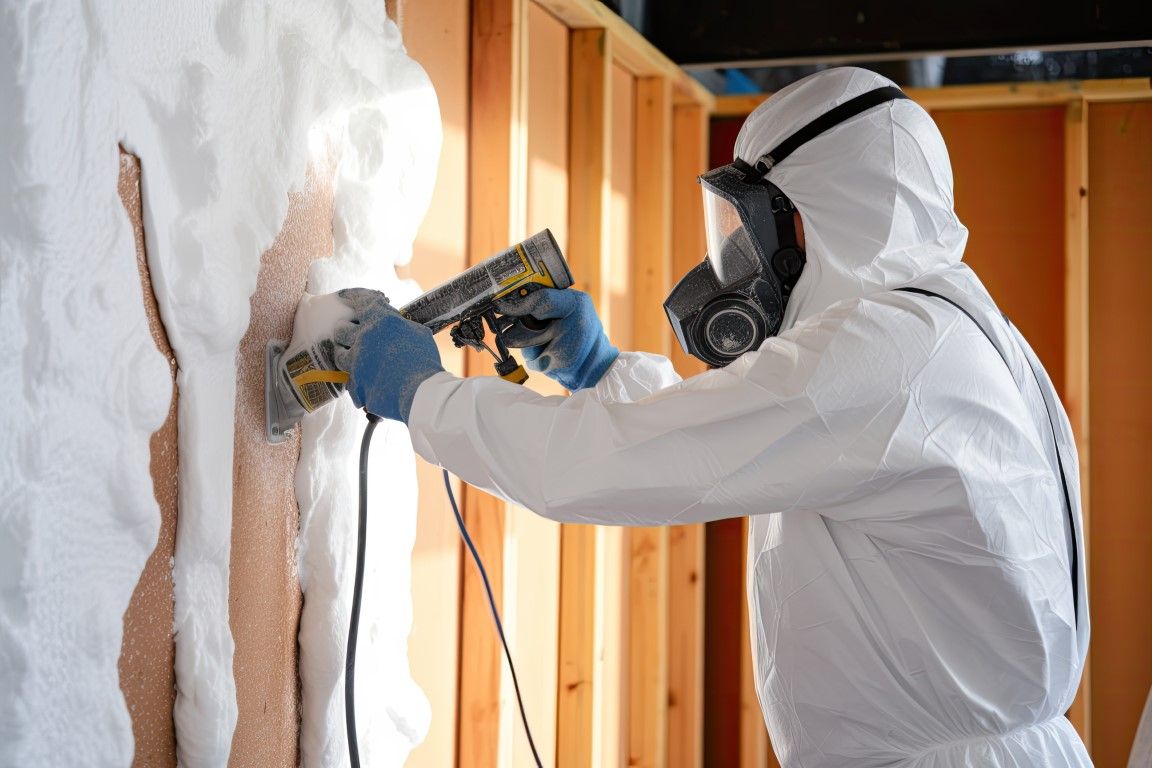 Installing spray foam insulation in Lebanon TN in wall cavity