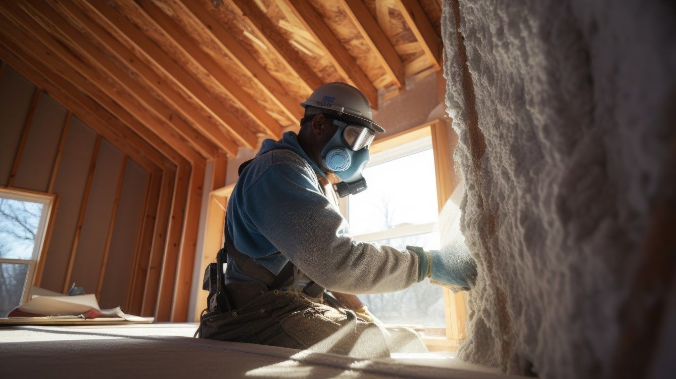 Andy reviewing spray foam insulation install at interior walls