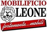Logo per Mobilificio Leone, con la grafica di una testa di leone e lo slogan 