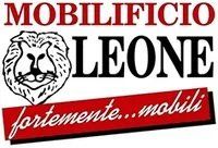 Logo per Mobilificio Leone, con la grafica di una testa di leone e lo slogan