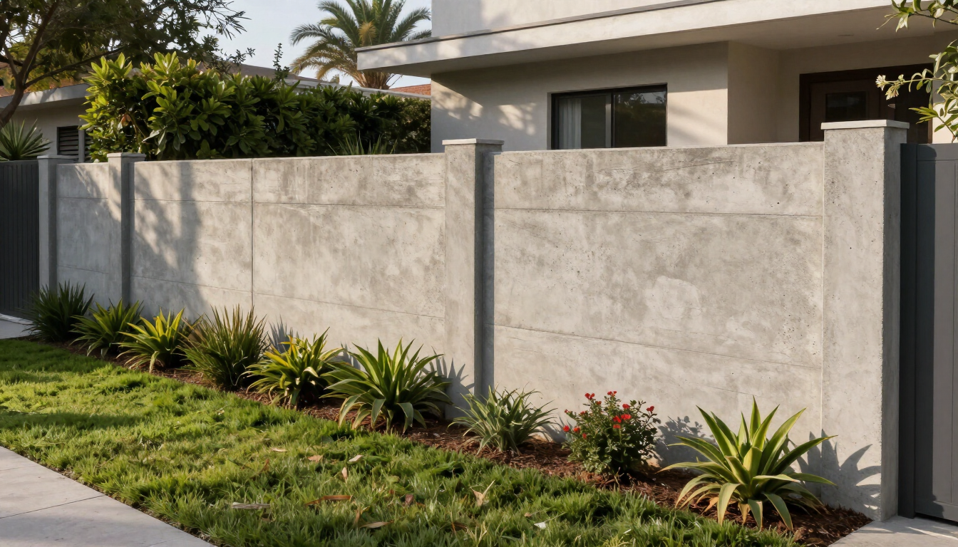 Cerco de hormigón terminado en una vivienda