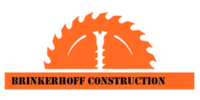 Logo for Brinkerhoff Construction: orange saw blade and text on a rectangular background.