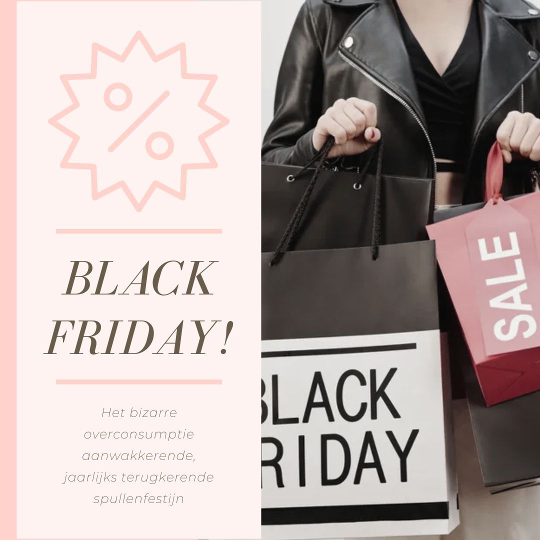 Advertentie voor Black Friday-uitverkoop. Vrouw met boodschappentassen. Roze en zwarte kleuren.