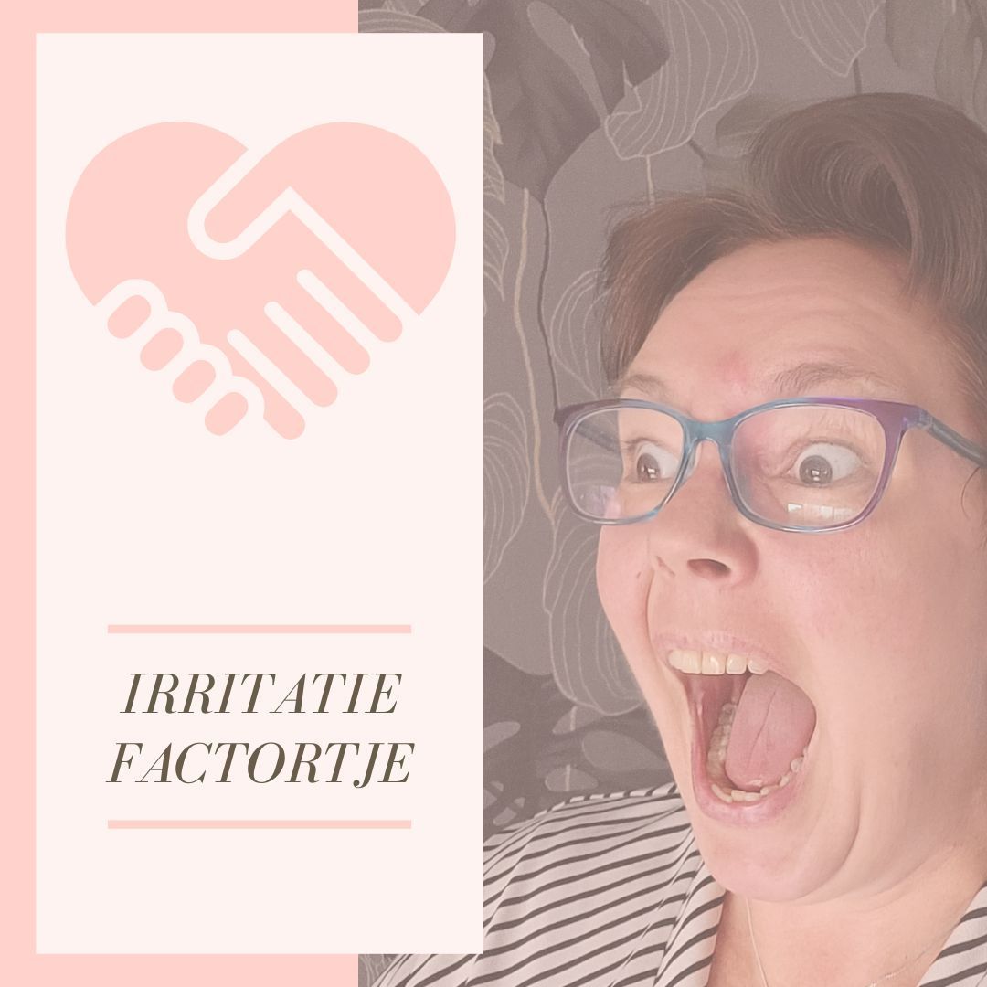 Vrouw met verbaasde uitdrukking; roze logo 