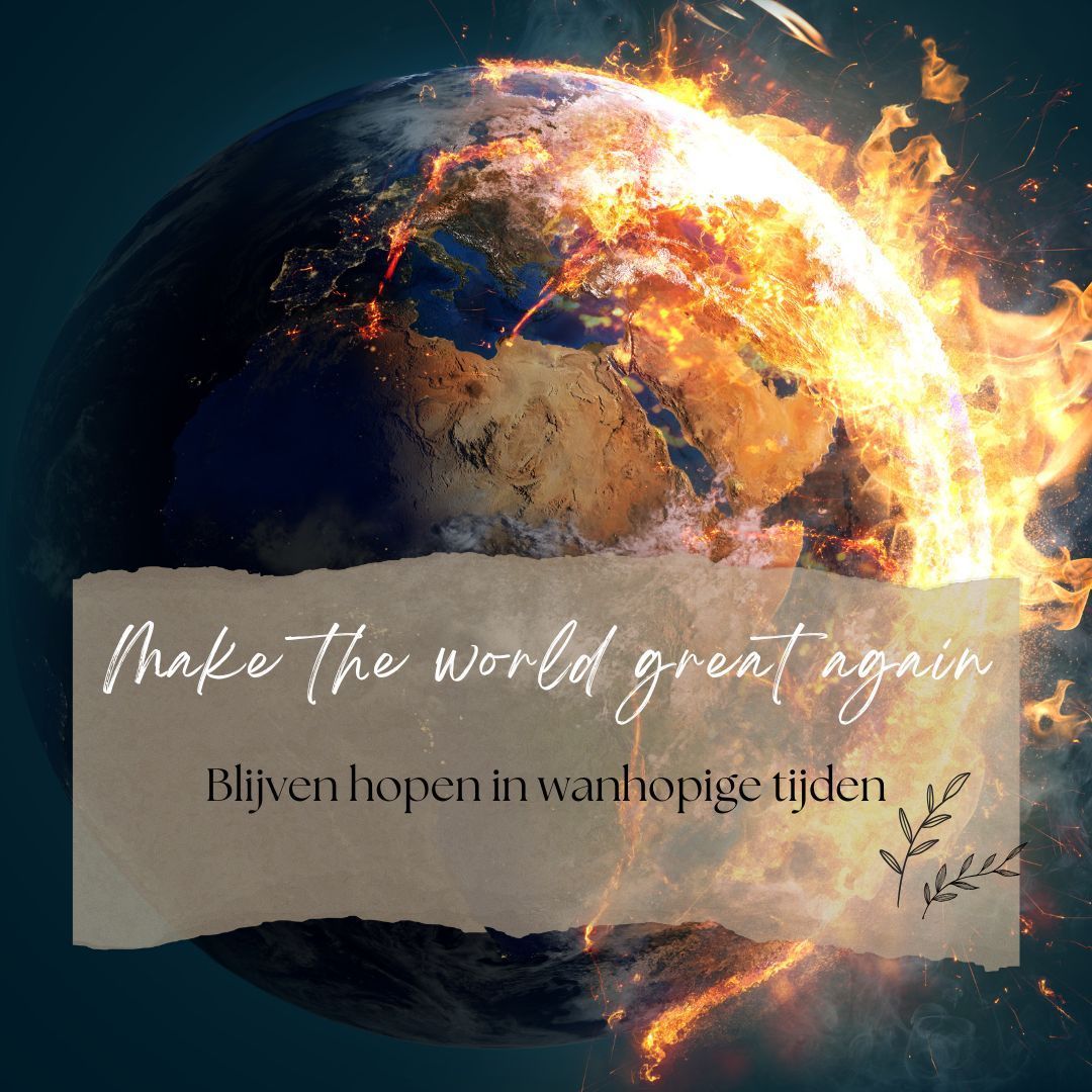 Earth engulfed in flames with text 