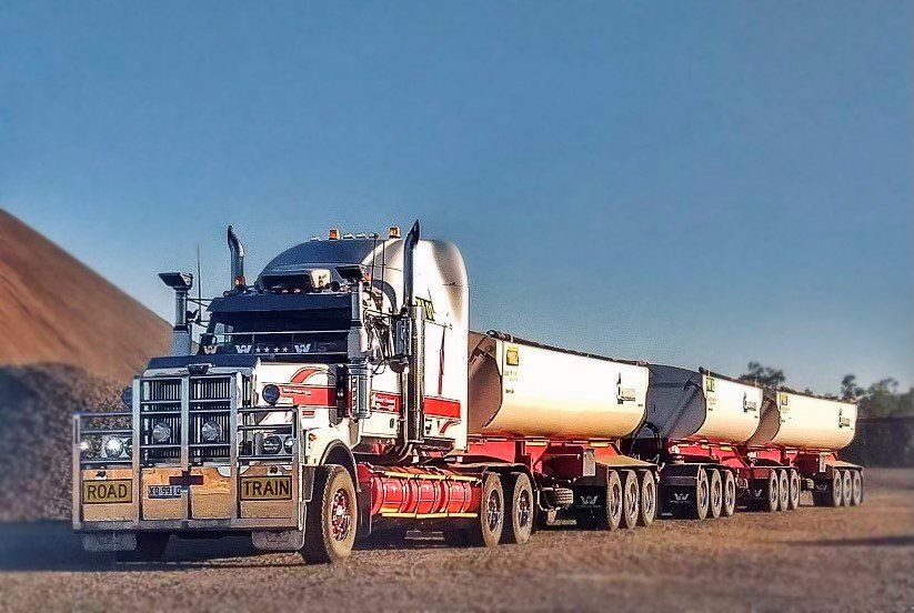 White Road Train Truck At Quarry — Quarry Products In Moranbah, QLD