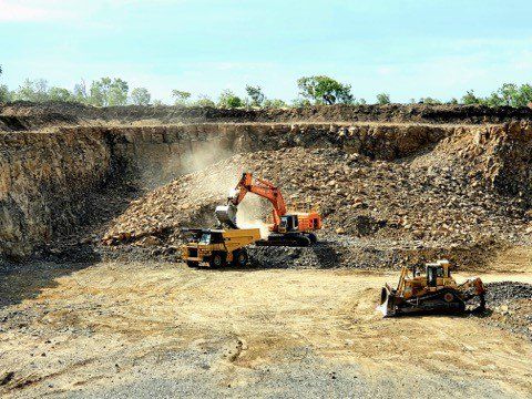 Construction Machine At Work — Quarry Products In Moranbah, QLD