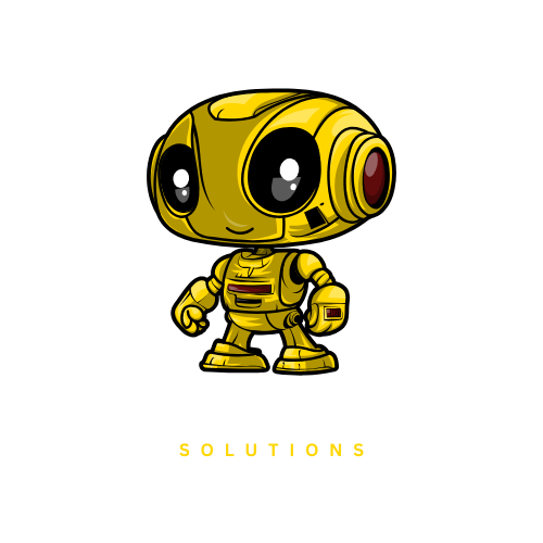 A cartoon illustration of a yellow robot with a red eye.