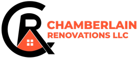 Chamberlain Renovations LLC logo with a black and red house-shaped Q icon and orange text