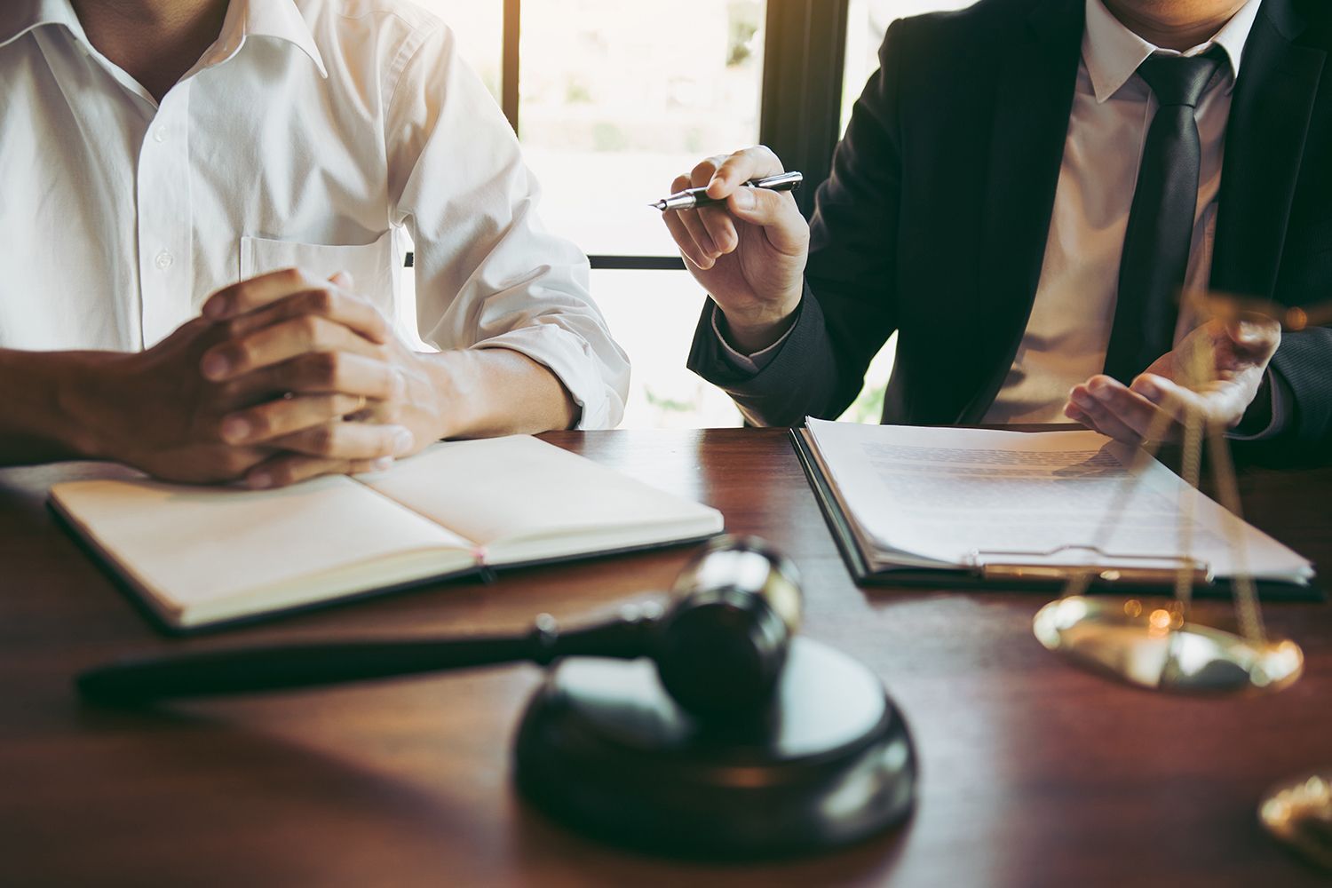 Lawyer explained to the client about the law that must be brought.