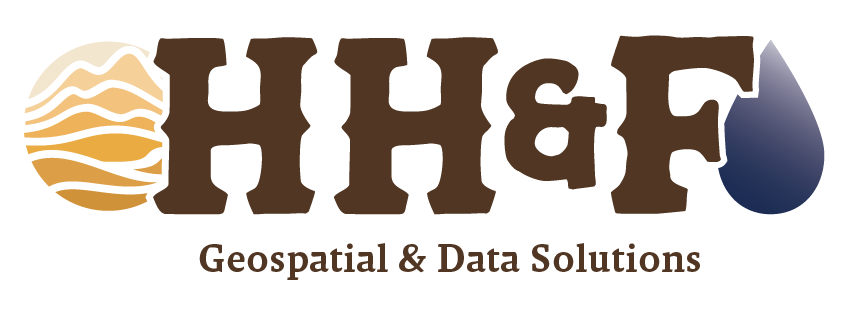 A logo for HH&F Geospatial & Data Solutions