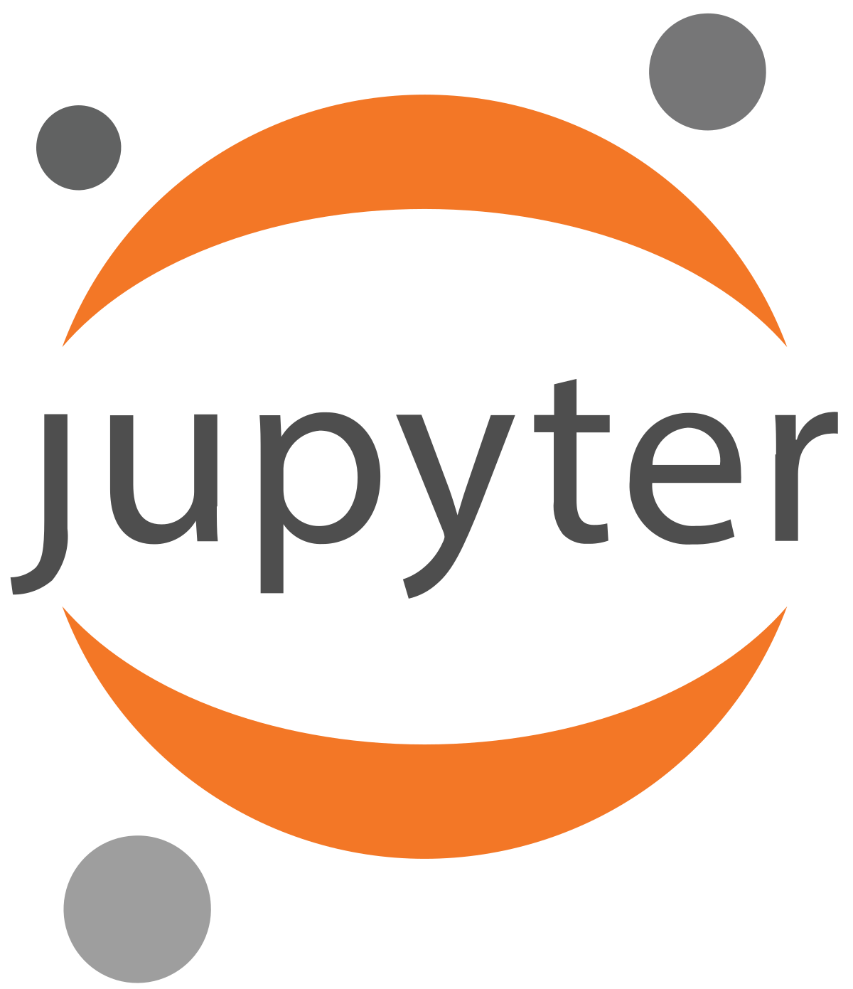 Jupyter logo: Orange arcs surround the word