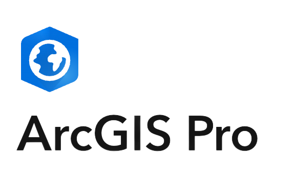 ArcGIS Pro software logo: Blue hexagonal icon with globe, title beneath in dark letters.