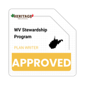 WV Stewardship Program plan writer approved badge with West Virginia silhouette