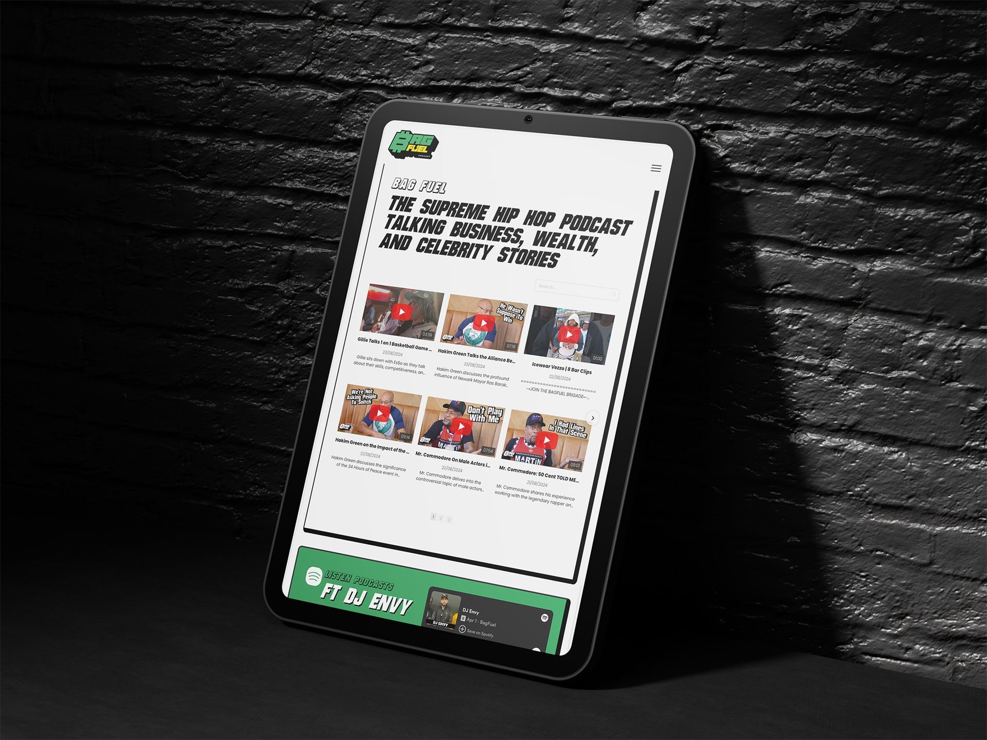 Bag Fuel website on ipad