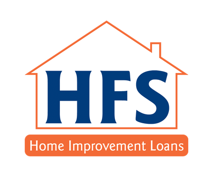 HFS Home Improvement Loans logo in blue and orange with house outline